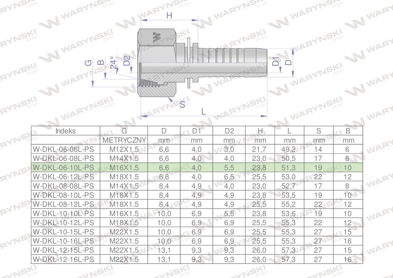 Zakucie hydrauliczne dkl dn06 10l m16x1.5 premium waryński 10szt - zdjęcie 4