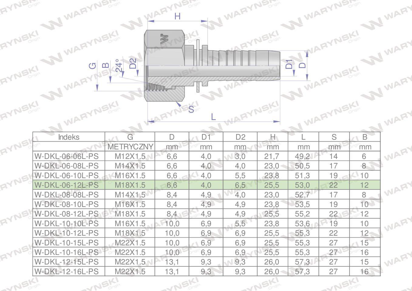 Zakucie hydrauliczne dkl dn06 12l m18x1.5 premium waryński 10szt - zdjęcie 4