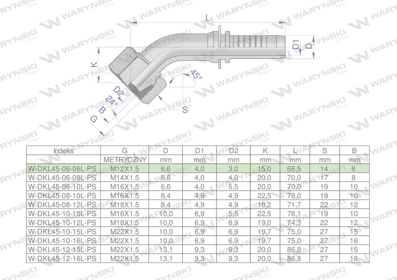 Zakucie hydrauliczne dkl45 dn06 06l m12x1.5 premium waryński 5szt - zdjęcie 4