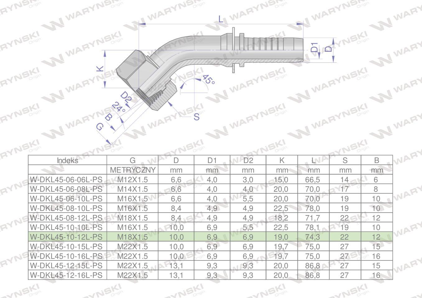 Zakucie hydrauliczne dkl45 dn10 12l m18x1.5 premium waryński 10szt - zdjęcie 4