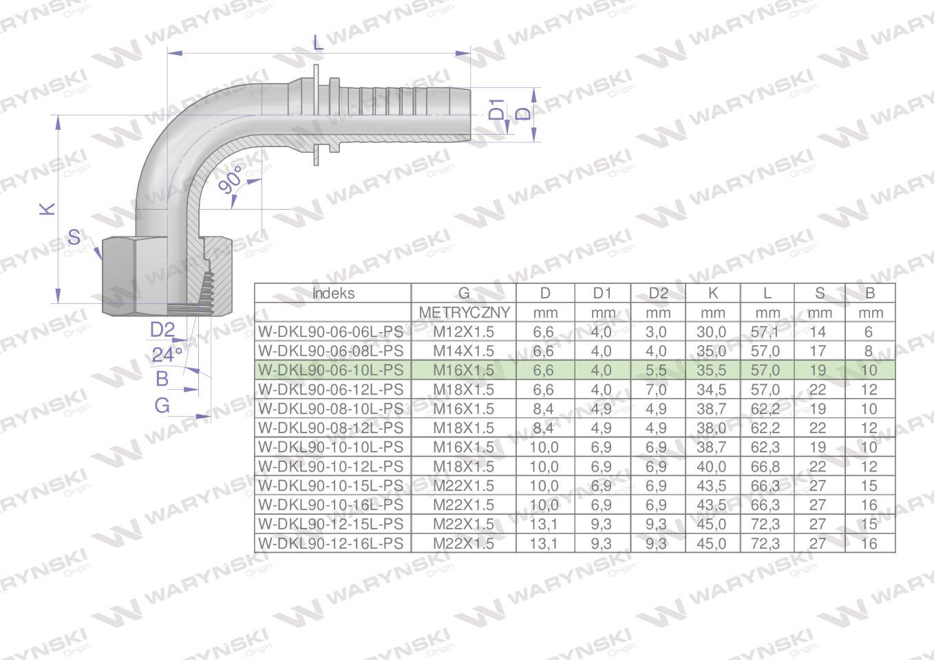 Zakucie hydrauliczne dkl90 dn06 10l m16x1.5 premium waryński 10szt - zdjęcie 4
