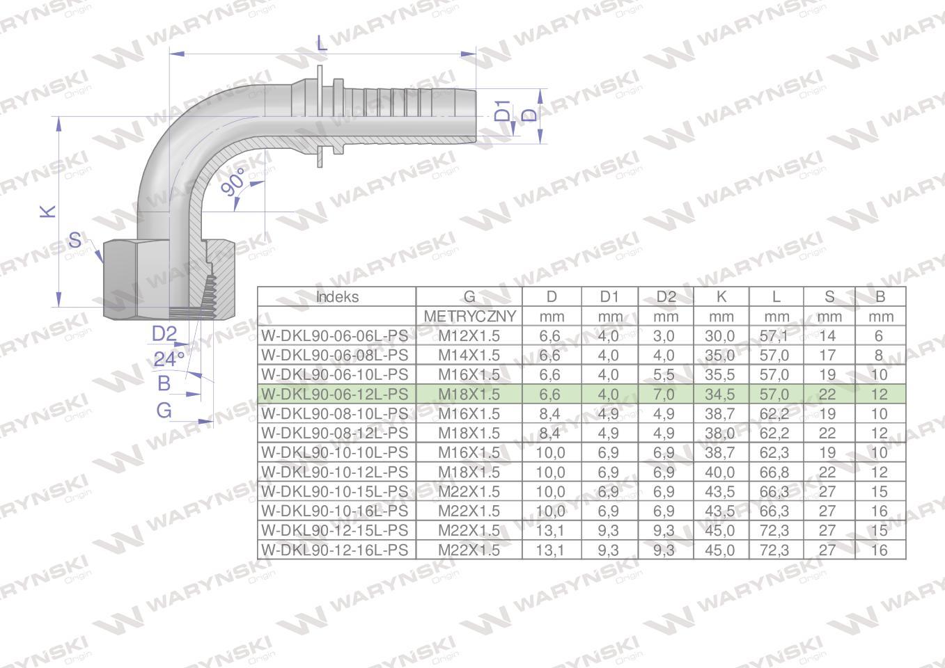 Zakucie hydrauliczne dkl90 dn06 12l m18x1.5 premium waryński 10szt - zdjęcie 4
