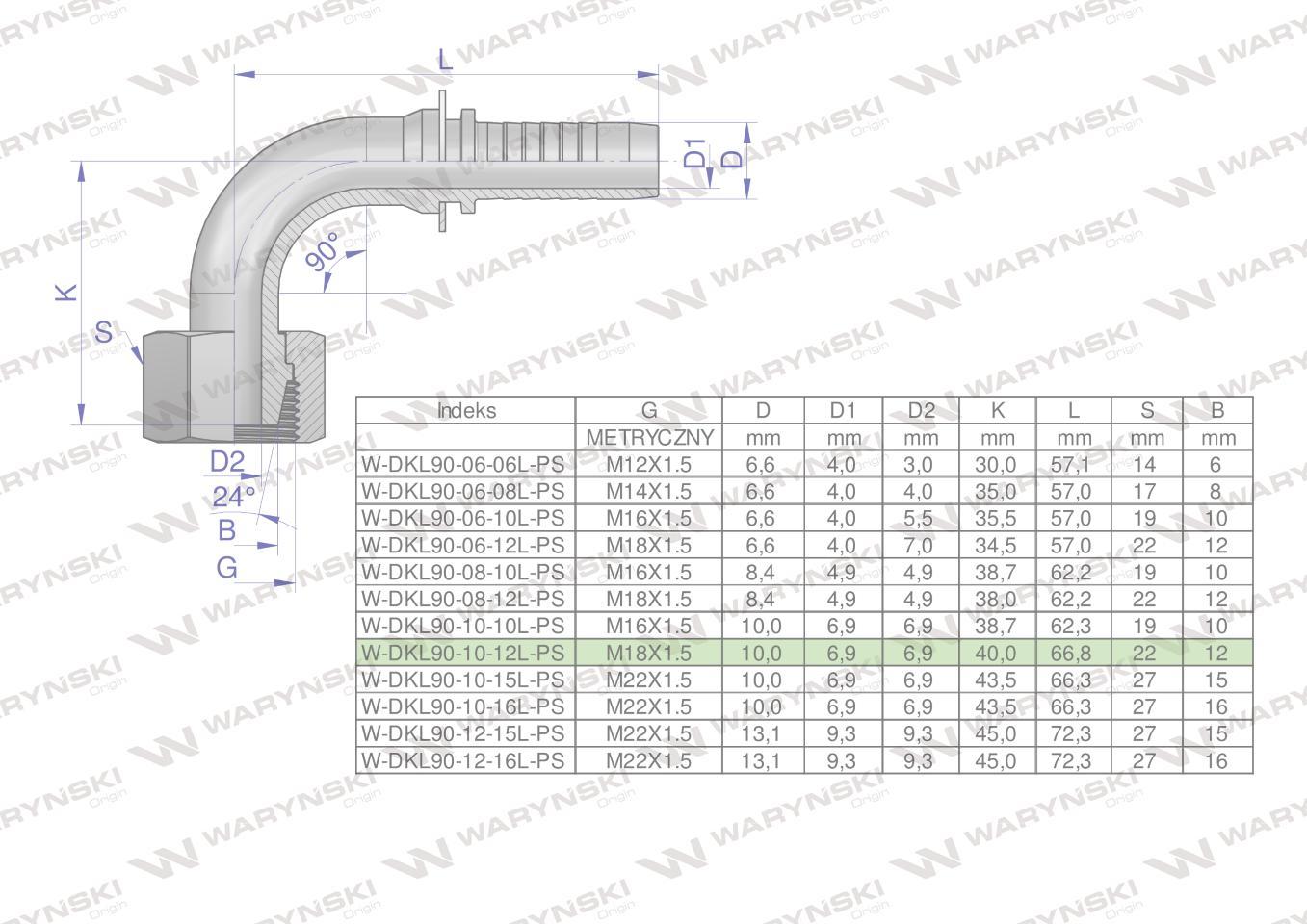 Zakucie hydrauliczne dkl90 dn10 12l m18x1.5 premium waryński 10szt - zdjęcie 4