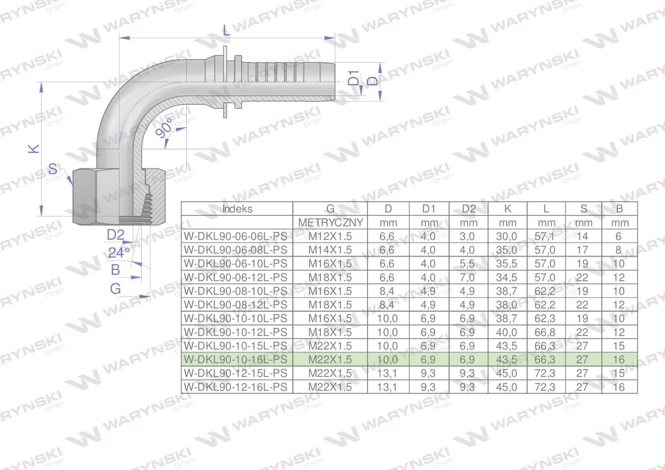 Zakucie hydrauliczne dkl90 dn10 16l m22x1.5 premium waryński 10szt - zdjęcie 4