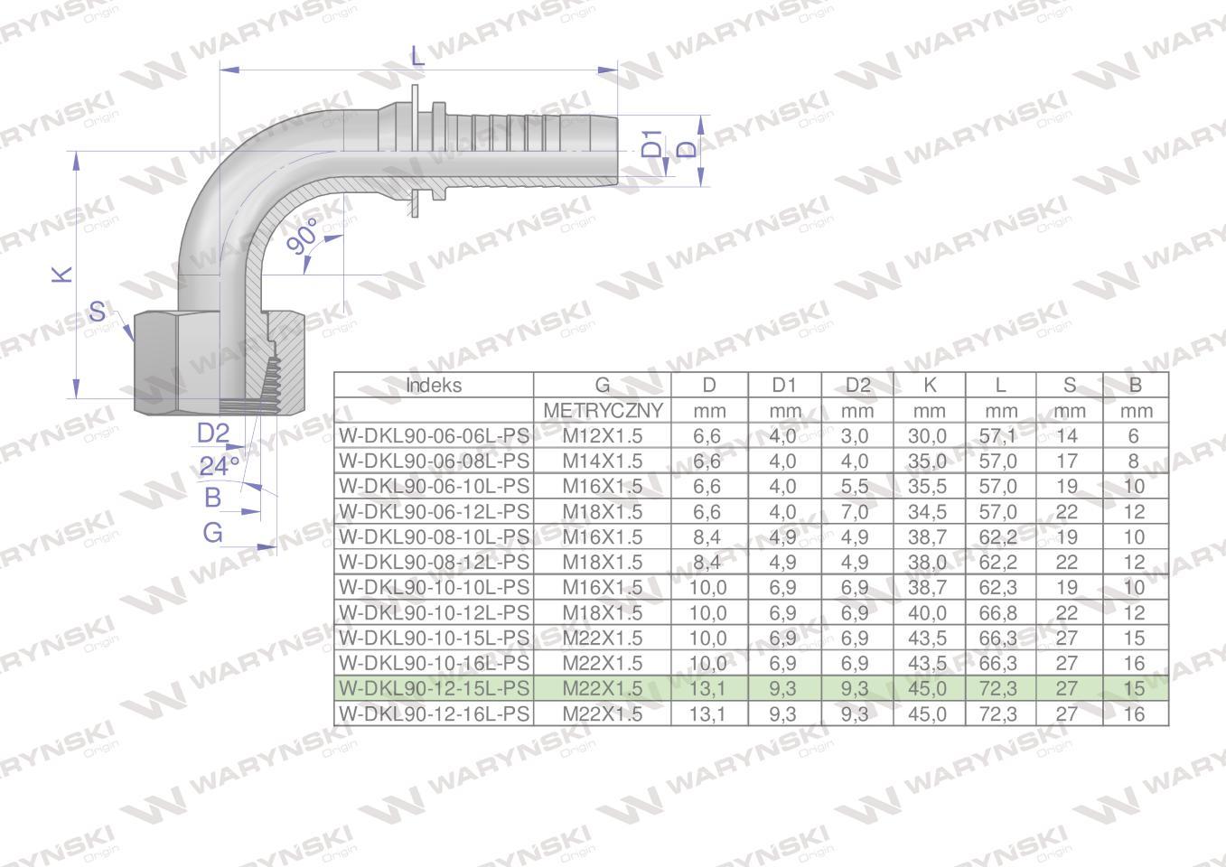 Zakucie hydrauliczne dkl90 dn13 15l m22x1.5 premium waryński 10szt - zdjęcie 4