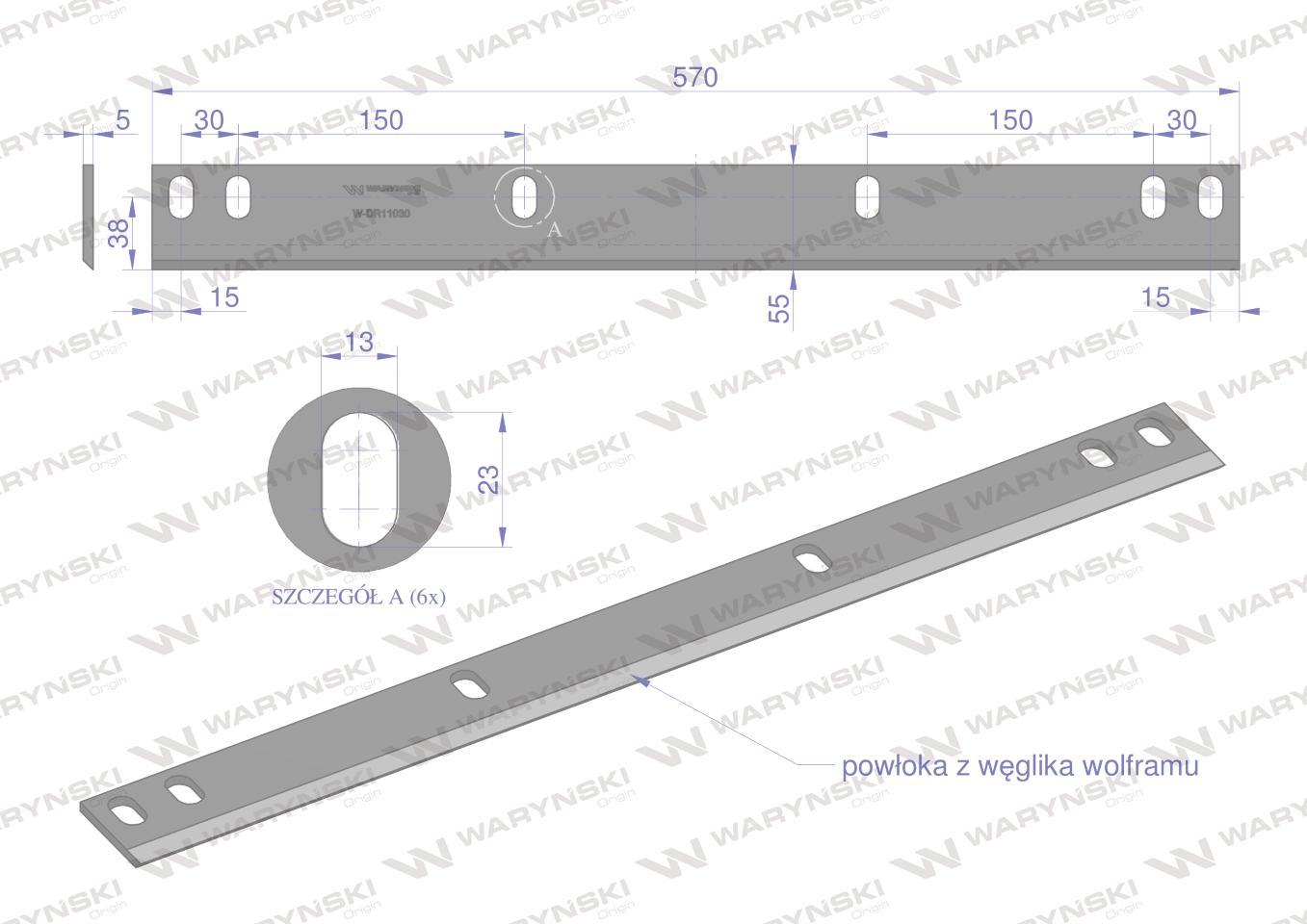 Nóż walca zrywacza napawany 570x54x5 otwory 6x23.7mm dr11030 olimac waryńsk - zdjęcie 2
