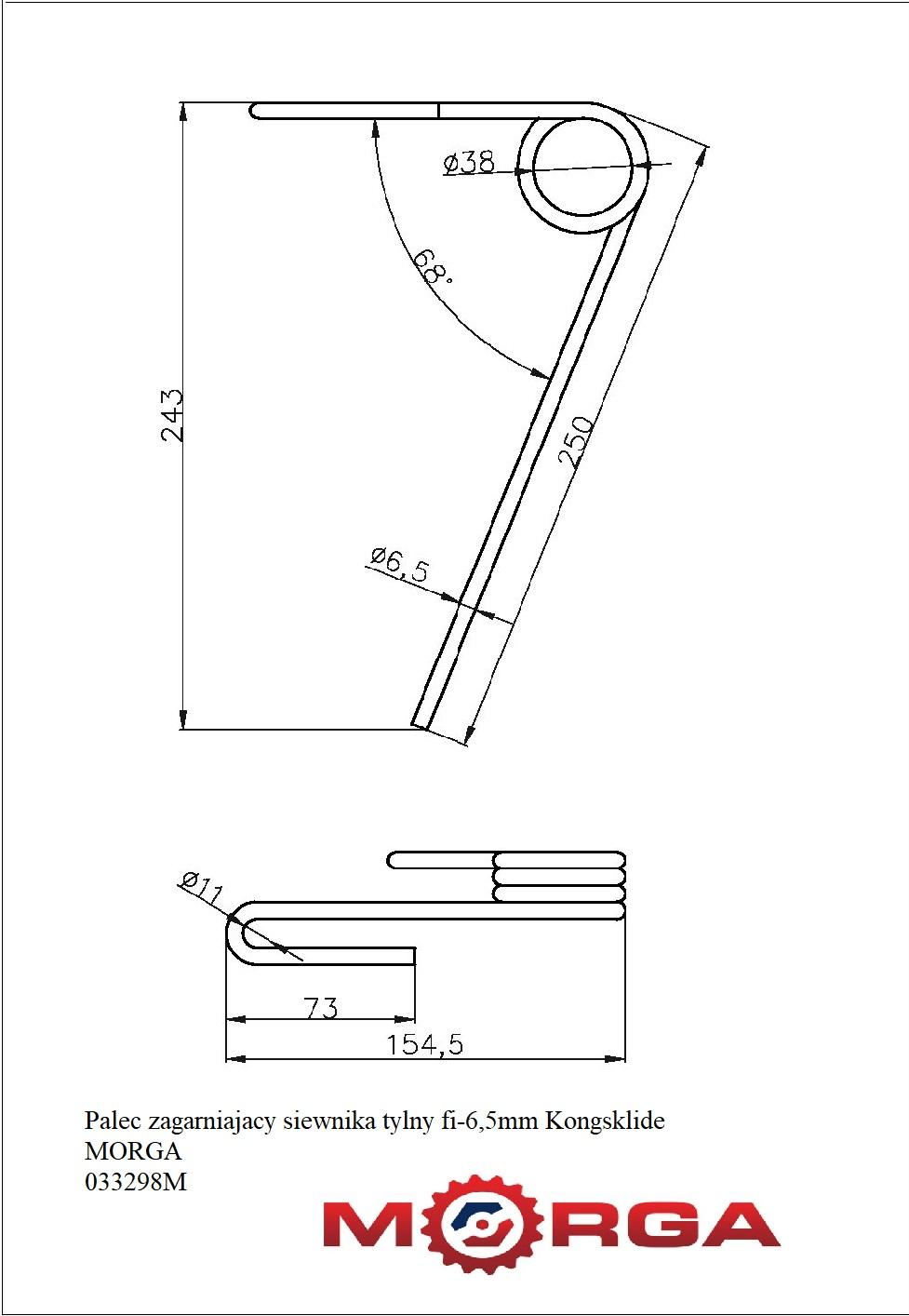 Palec Zagarniajacy Siewnika Tylny Fi-6,5mm Kongsklide Demeter Classic - zdjęcie 4