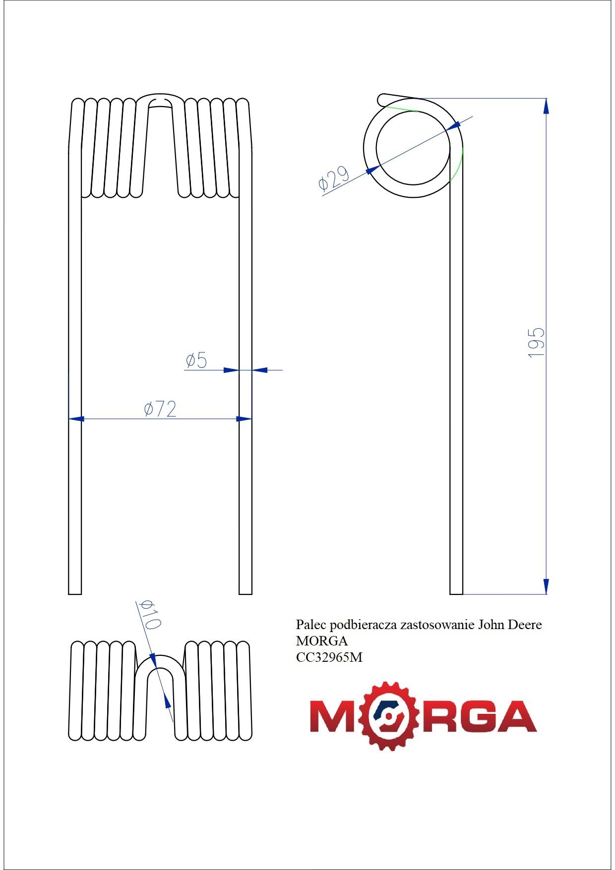 Palec Podbieracza Zastosowanie John Deere Cc32965 Malowane Proszkowo Morga - zdjęcie 4