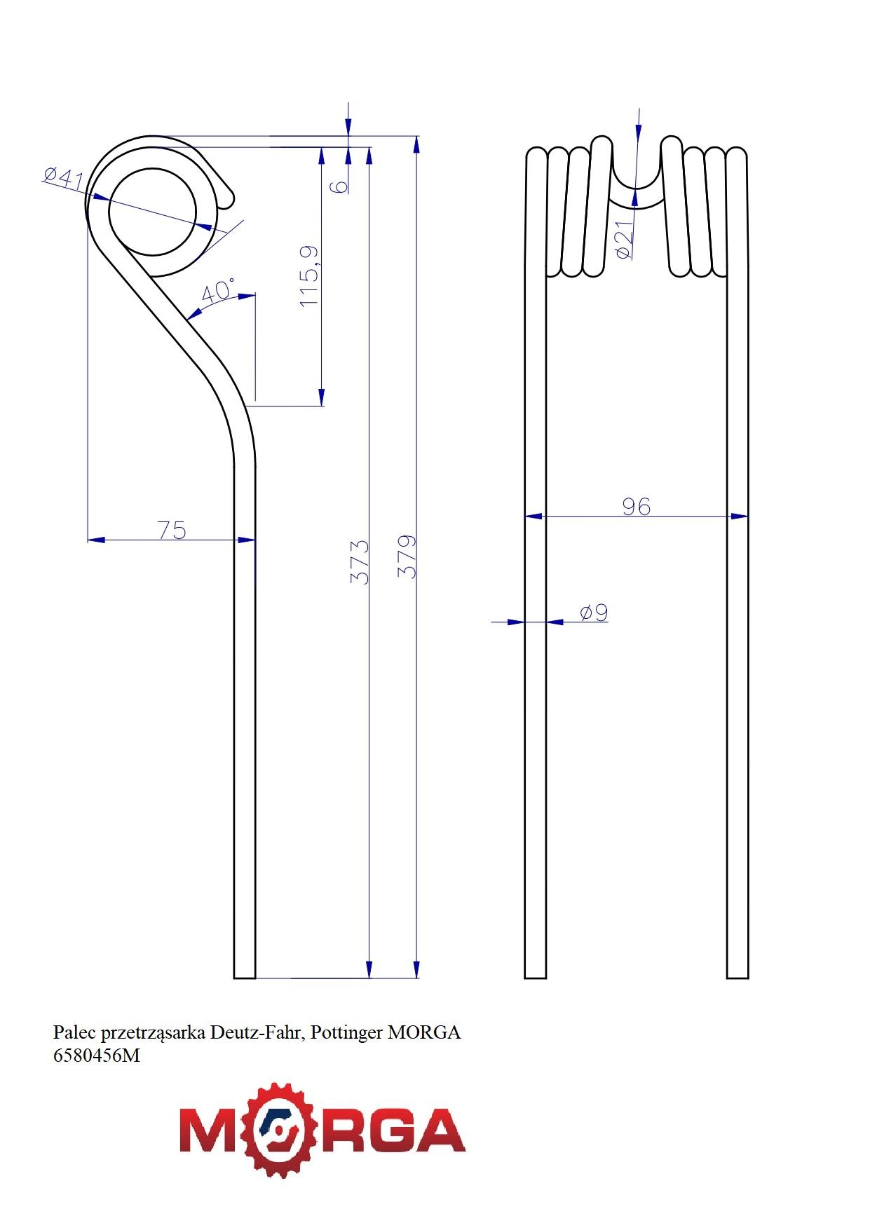 Palec Przetrząsarka Deutz-Fahr Pottinger 06580456 Malowane Proszkowo Morga - zdjęcie 4