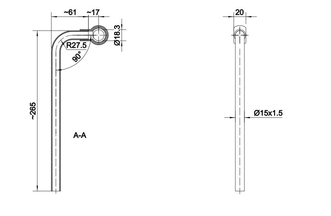 Rurka Wygięta 90 Stopni Fi-15 Z Oczkiem 18mm Długość 300mm Hydral - zdjęcie 3