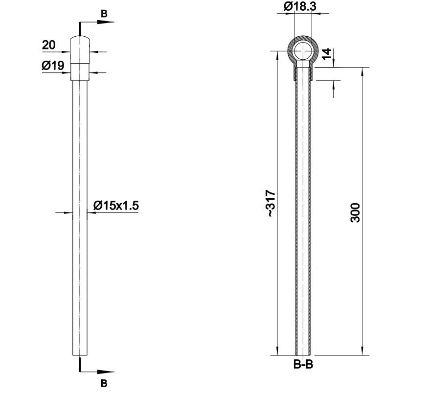 Rurka Prosta Fi-15 Z Oczkiem 18mm Długość 300mm Hydral - zdjęcie 4