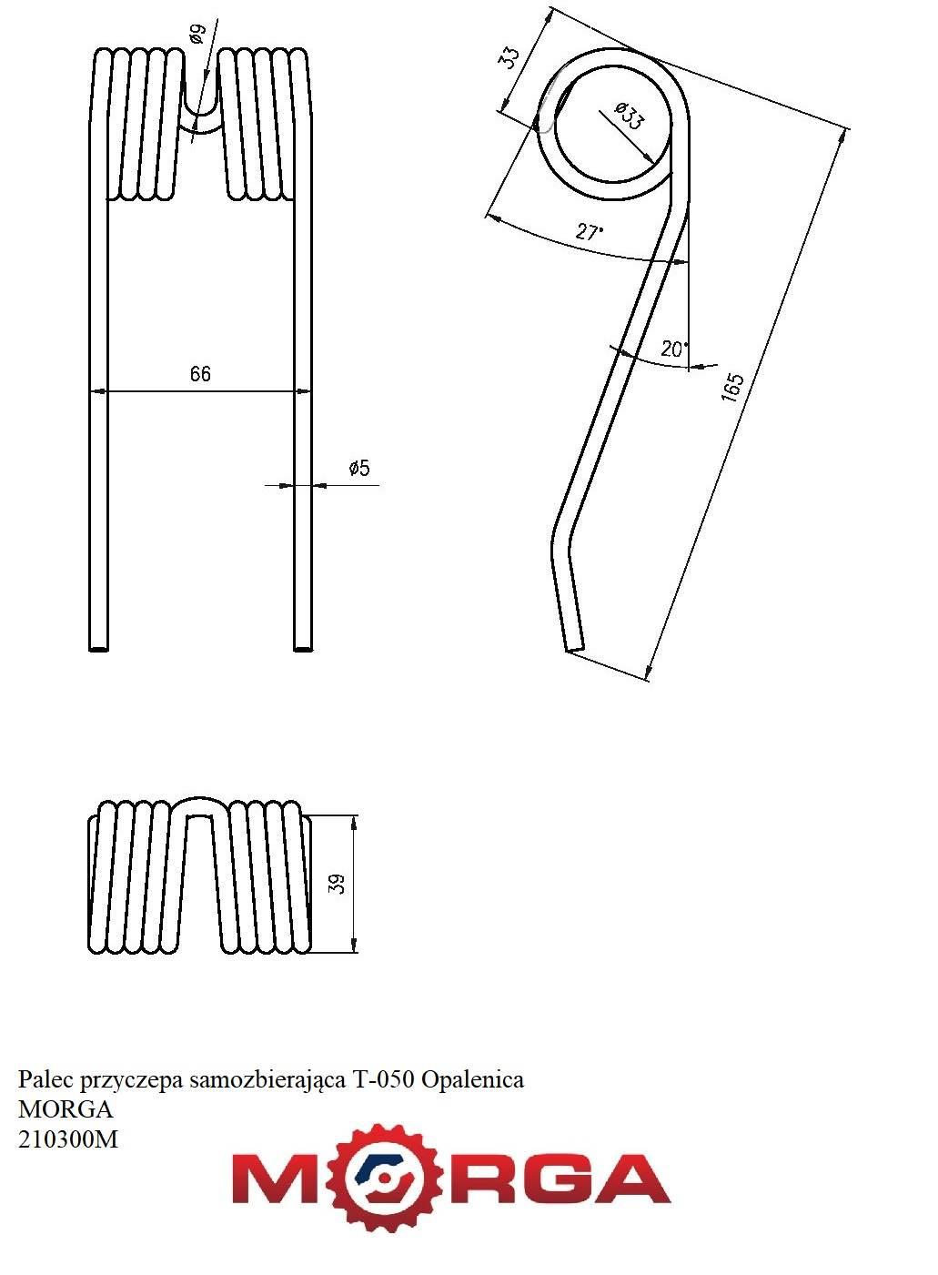 Palec Przyczepa Samozbierająca T-050 5307070590 Opalenica Malowane - zdjęcie 2