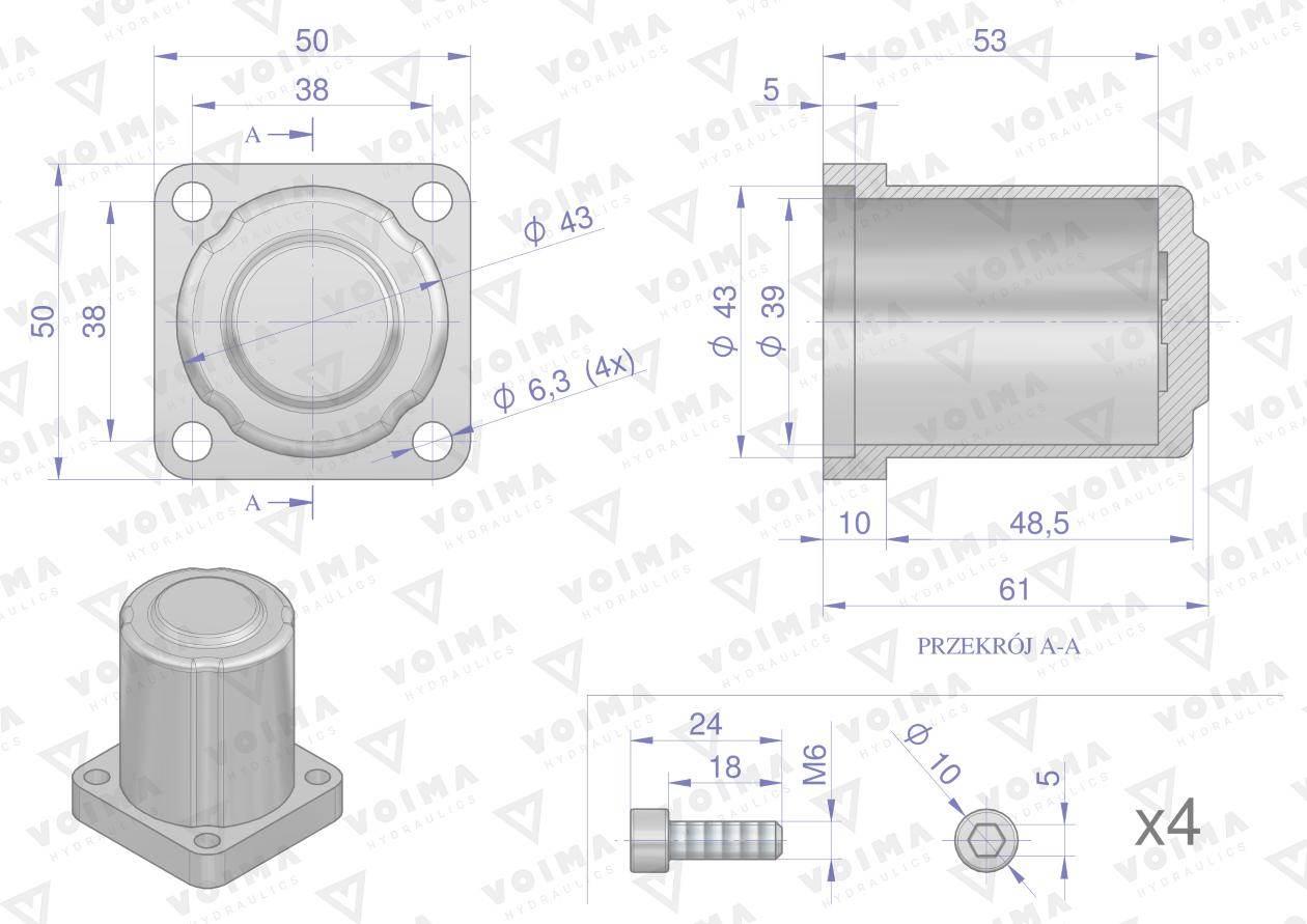 Kołpak rozdzielacza hydraulicznego dolny 120l voima - zdjęcie 2