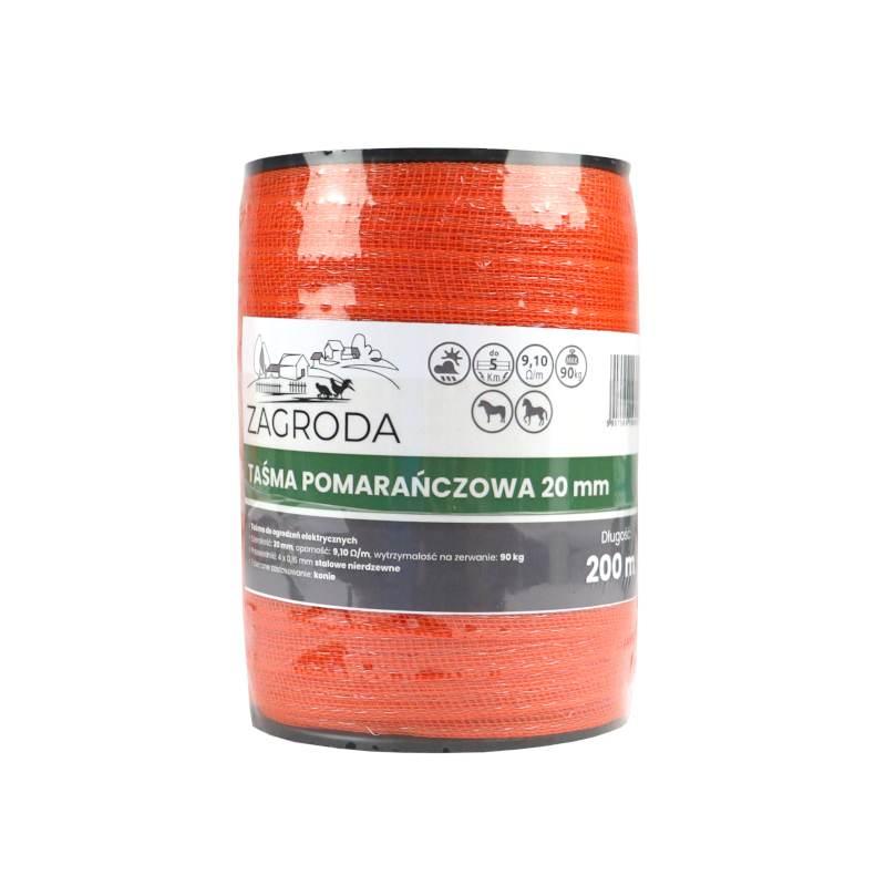 Taśma Elektryzatora 20mm/200m Pomarańczowa Zagroda