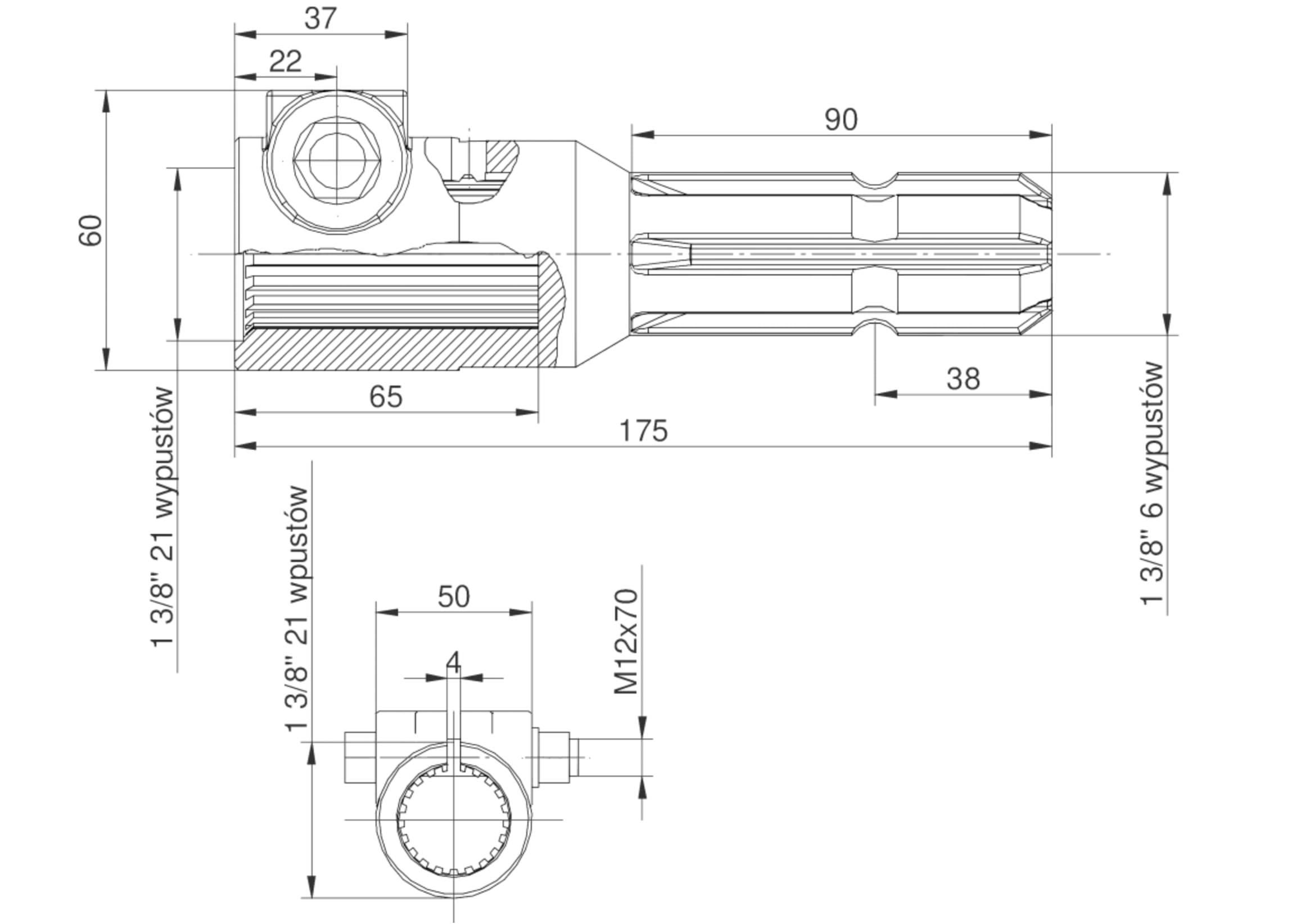 Redukcja Wałka Wom Adapter Na Śrubę 1 3/8" 21 Wpustów Na Wałek 1 3/8" 6 - zdjęcie 5