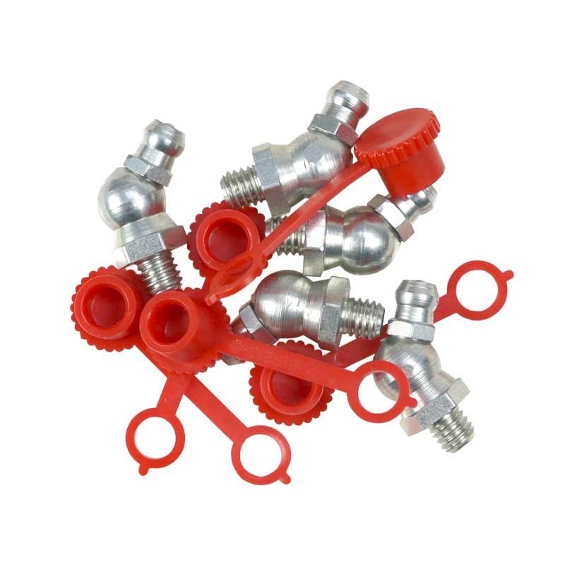 Komplet Smarowniczek M6x45 5 Szt Osłona Smarowniczki Czerwona Pzl Hydral