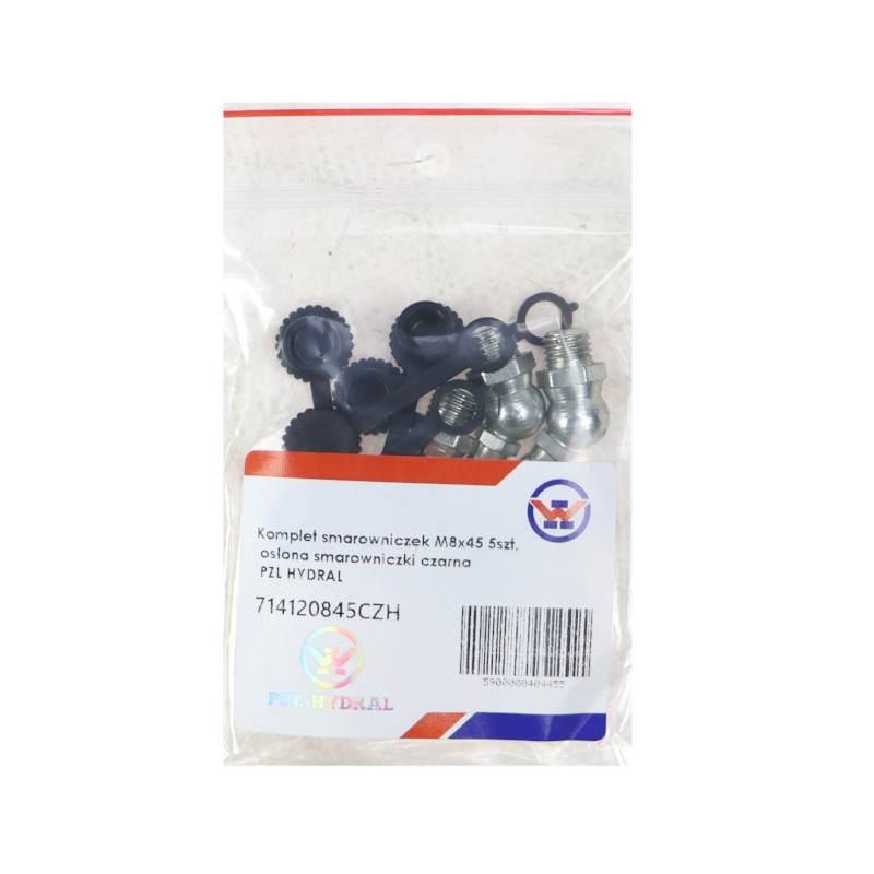 Komplet Smarowniczek M8x45 5szt Osłona Smarowniczki Czarna Pzl Hydral - zdjęcie 3