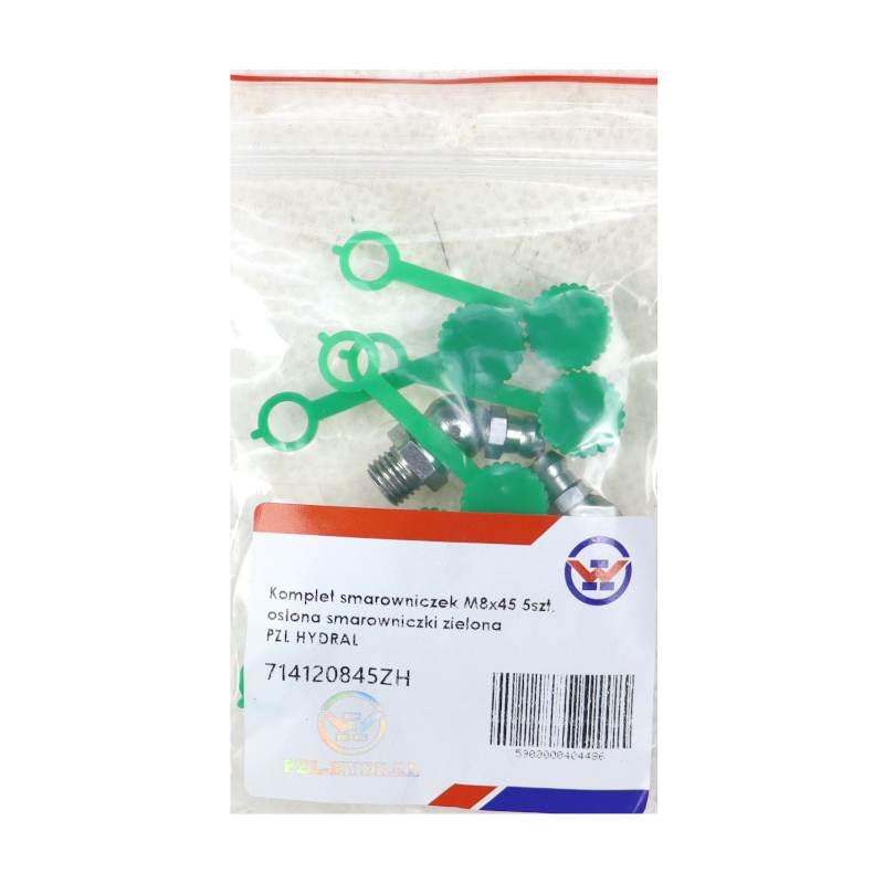 Komplet Smarowniczek M8x45 5szt Osłona Smarowniczki Zielona Pzl Hydral - zdjęcie 3