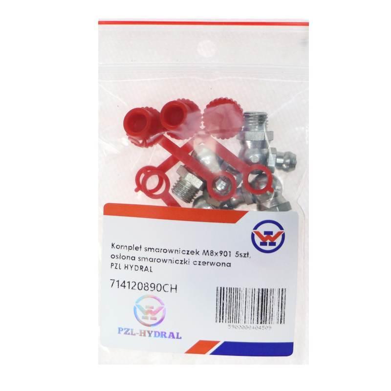 Komplet Smarowniczek M8x901 5szt Osłona Smarowniczki Czerwona Pzl Hydral - zdjęcie 3