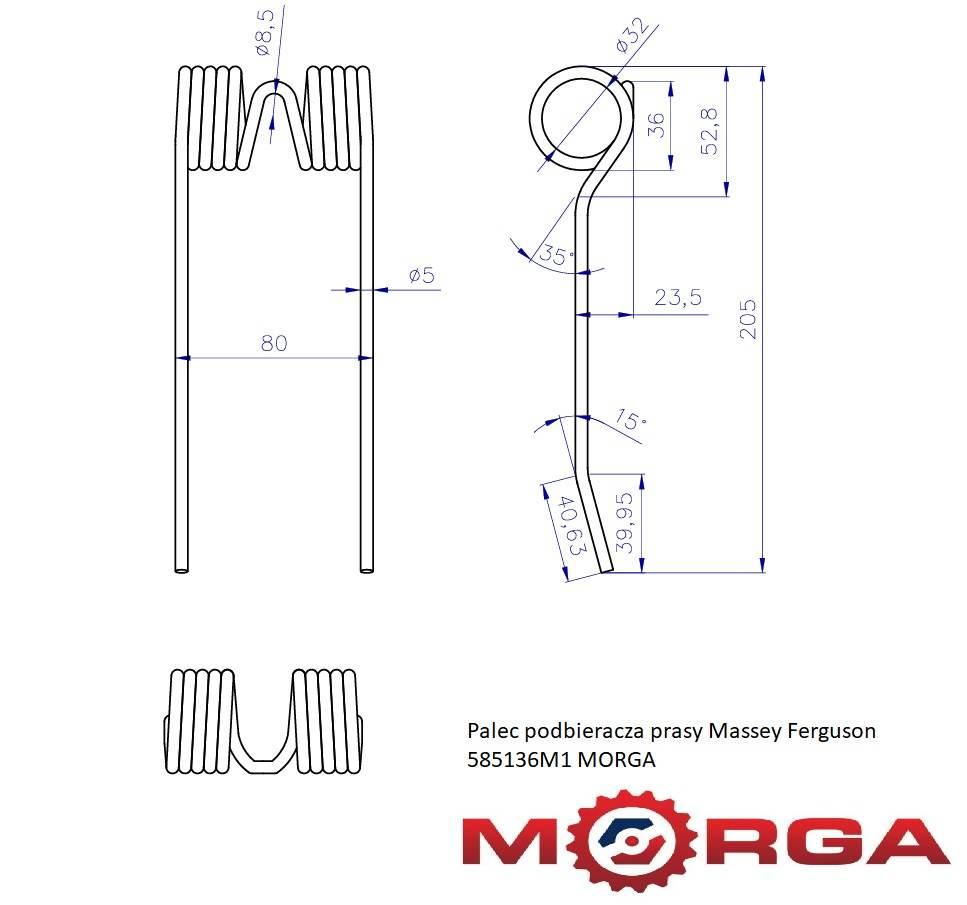 Palec Podbieracza Prasy Massey Ferguson 585136m1 Malowany Proszkowo Morga - zdjęcie 5