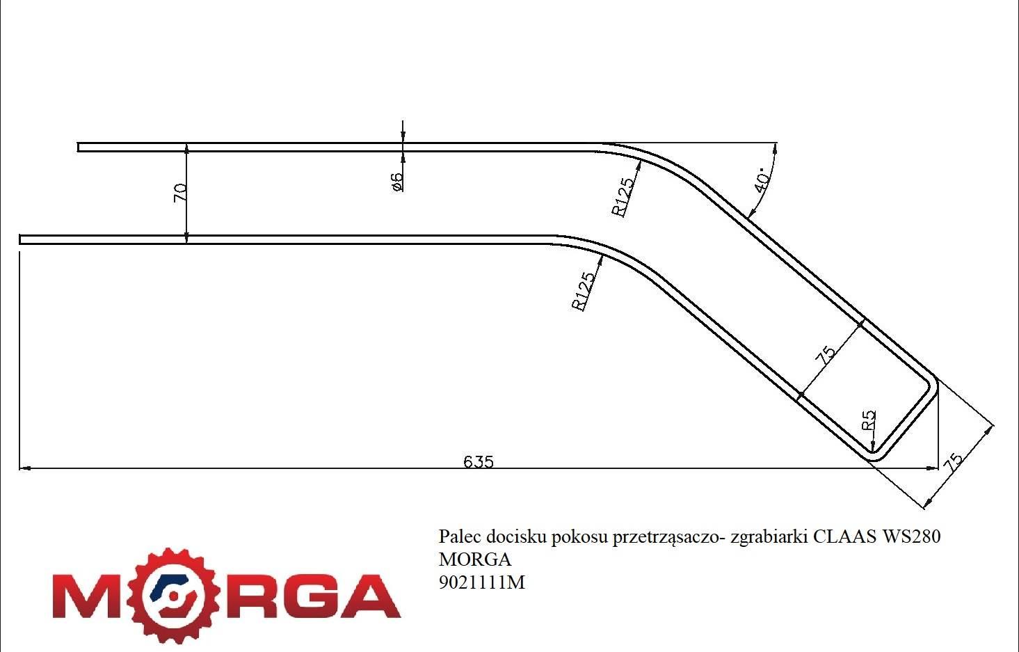 Palec Docisku Pokosu Przetrząsaczo Zgrabiarki Claas Ws280 Malowany - zdjęcie 4