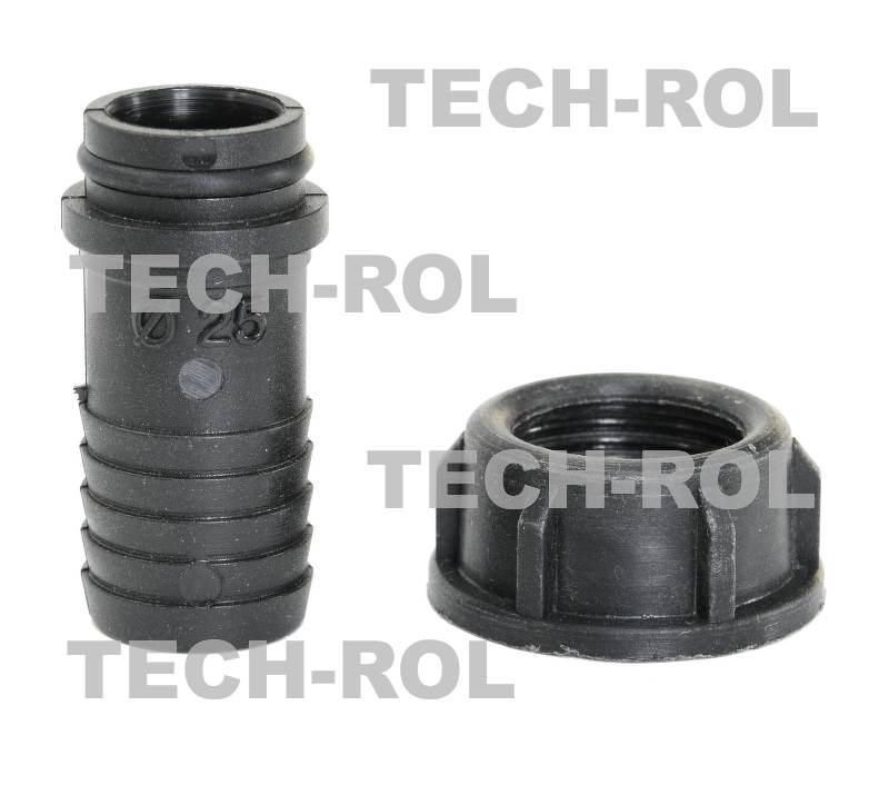 Króciec z nakrętką do przewodu tłocznego fi-25 mm do rozdzielacza DURO