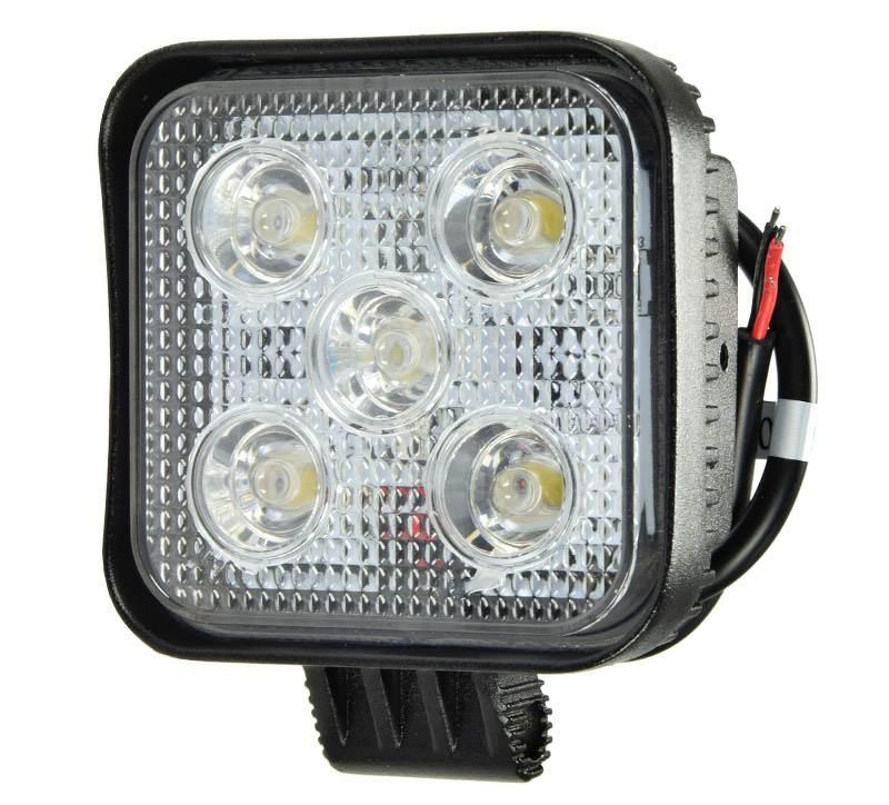 Lampa robocza diodowa kwadratowa 5 led x 3W 15W 12V 24V 1200lm 6000K