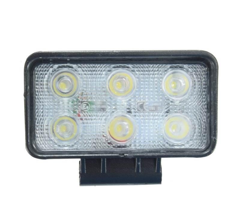 Lampa robocza diodowa prostokątna 6 led x 3W 18W 12V 24V 1080lm 6000K