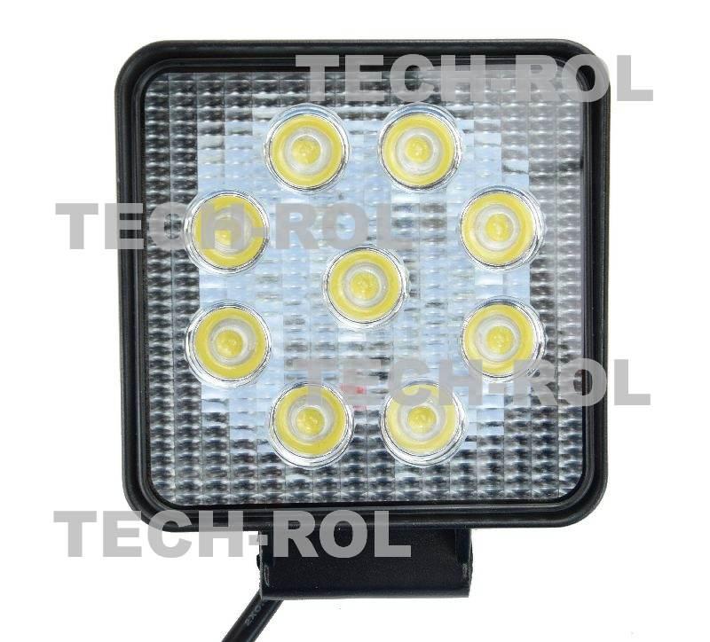 Lampa robocza diodowa prostokątna 9 led x 3W 27W 12V 24V 1600lm 6000K