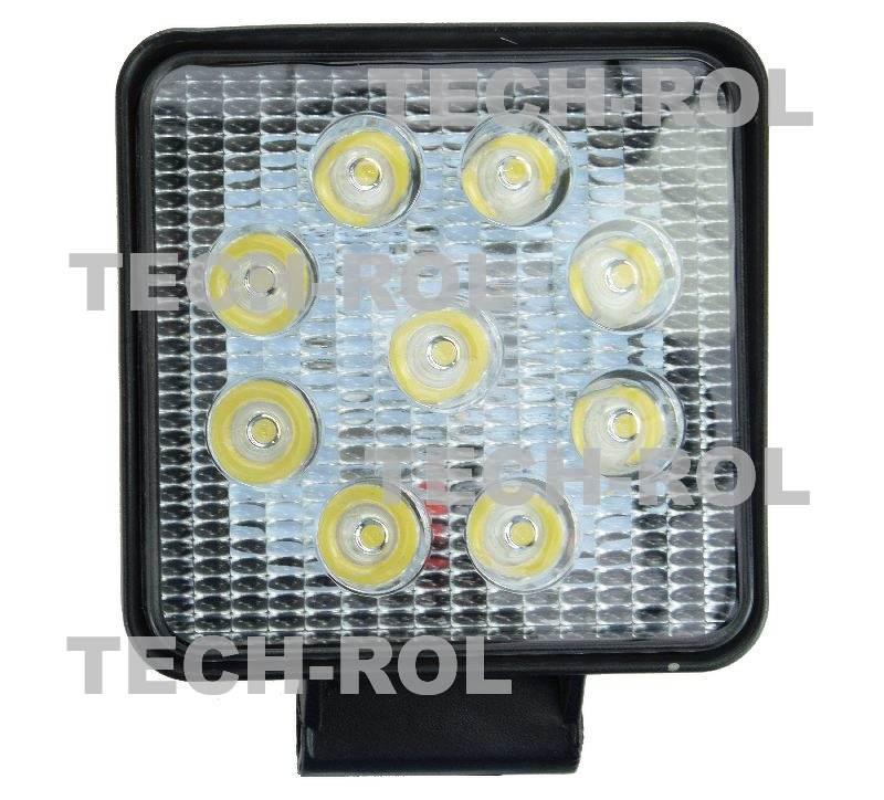 Lampa robocza diodowa prostokątna 9 led x 3W 27W 12V 24V 1600lm 6000K
