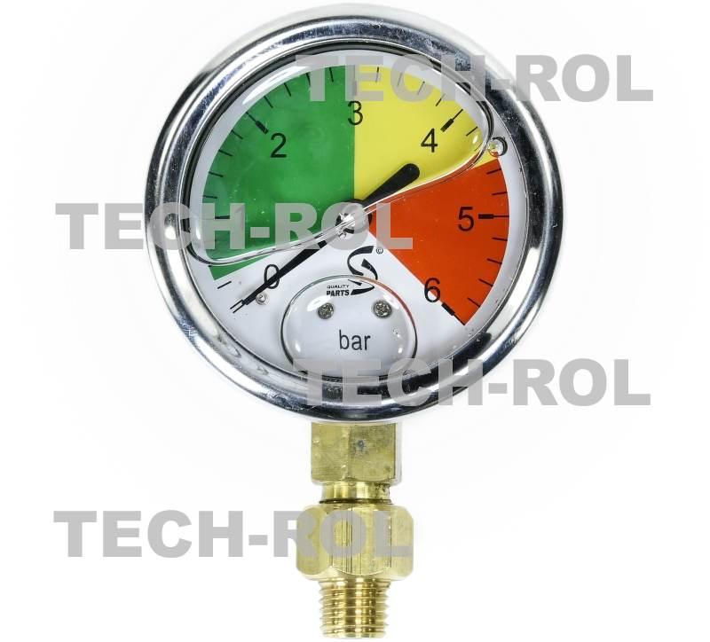 Manometr glicerynowy 0-6 bar fi-63 mm mocowanie dolne gwint M12x1,5 w