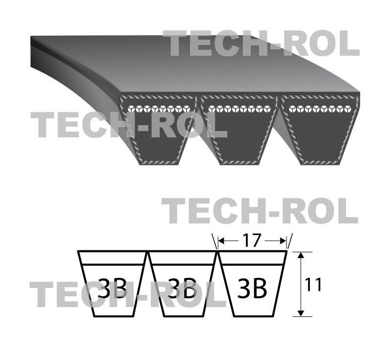 Pasek klinowy czerwony potrójny Super 3HB-2940 Bizon 3HB-2940 Stomil Sanok