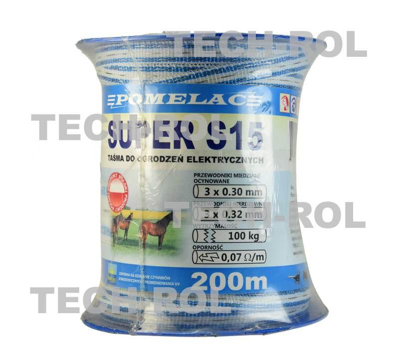 Taśma biało-niebieska SUPER S-15mm 200mdo ogrodzenia elektrycznego