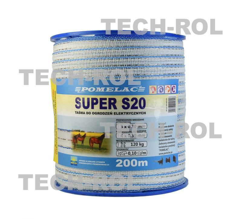 Taśma biało-niebieska SUPER S-20mm 200m do ogrodzenia elektrycznego