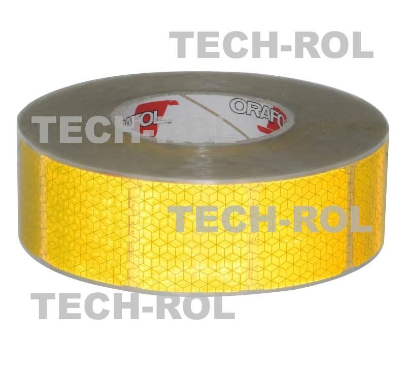 Taśma odblaskowa żółta w segmentach szerokość 5 cm 1 metr 50szt