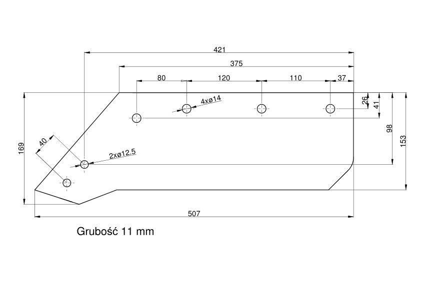 Eurolemiesz lewy 14'' kverneland vulcan pasuje śruba m12x34ov2 4 szt. - zdjęcie 3