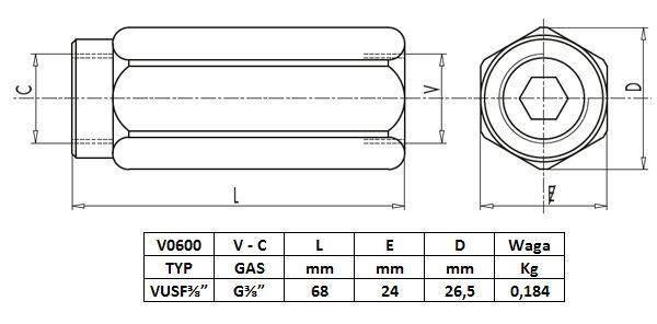 Zawór zwrotny vu 3/8" przepustowość 45l | V0600 - zdjęcie 4