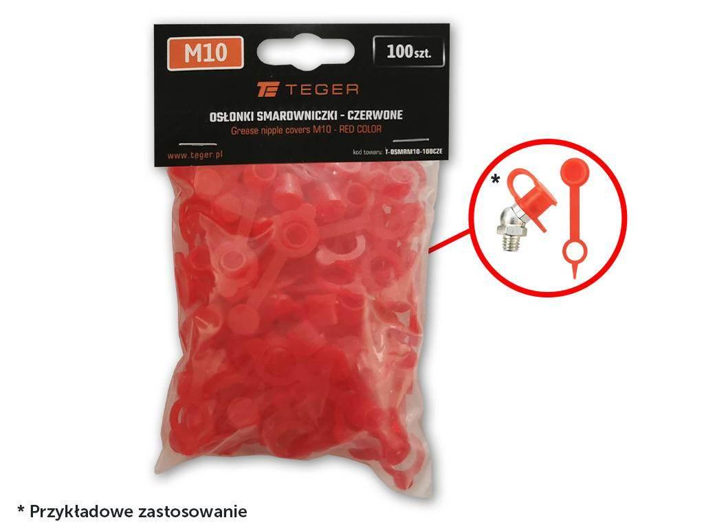 Zestaw osłonek smarowniczki m10 kolor czerwony teger 100szt