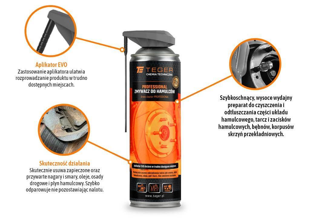 Zmywacz do hamulców professional z aplikatorem evo 500ml teger - zdjęcie 2