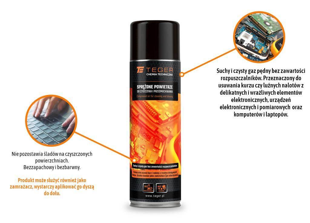 Sprężone powietrze do czyszczenia i przedmuchiwania 500ml teger - zdjęcie 2