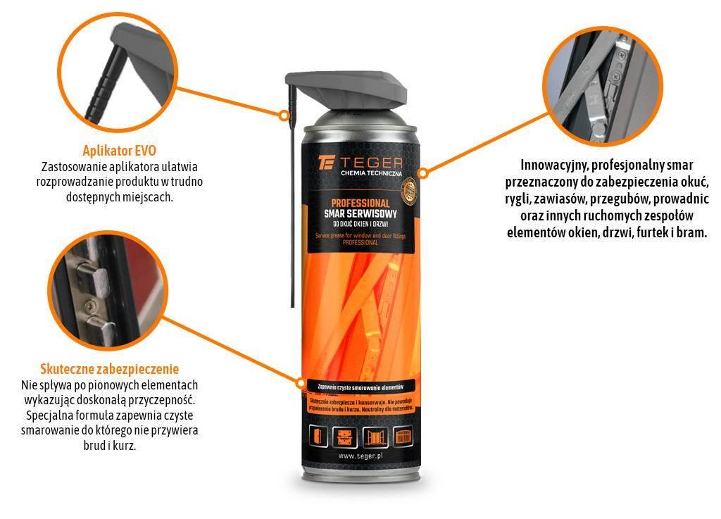 Smar serwisowy do okuć okien i drzwi professional z aplikatorem evo 500ml t - zdjęcie 2