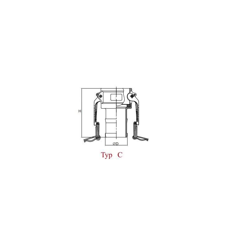 Szybkozłącze Camlock Coupling Gniazdo Typ C Aluminium 4" X 101mm Pzl Hydral