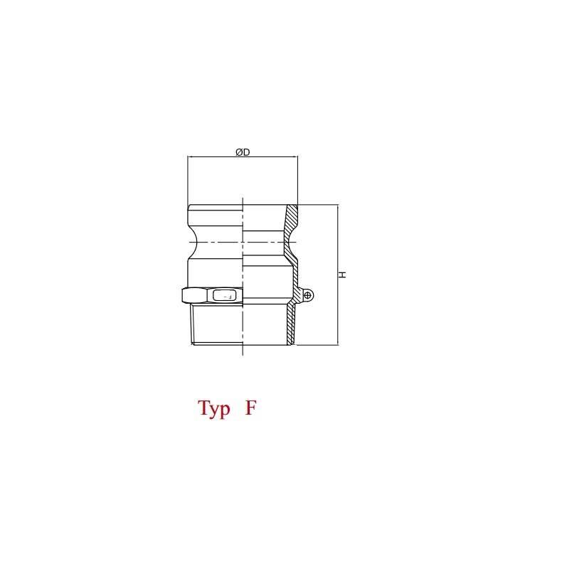 Szybkozłącze Camlock Coupling Wtyczka Typ F Aluminium 3/4" X 19mm Pzl