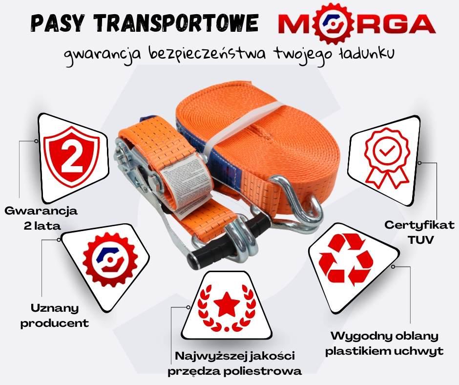 Pas Transportowy 5t 8m Szer 50mm Komplet Z Klamrą Z Gumową Okładziną 230mm - zdjęcie 2