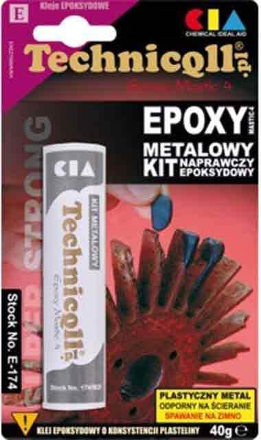 Klej Epoksydowy Kit Metalowy 40g Uzupełnia Braki Ubytki E-174 Technicqll