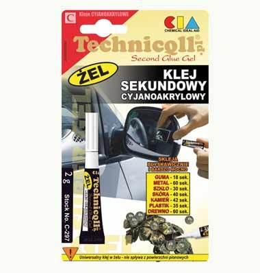 Klej Cyjanoakrylowy Sekundowy 2g Żel C-297 Technicqll