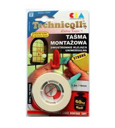 Taśma Montażowa Dwustronna 1,5x19mm Uniwersalna Technicqll