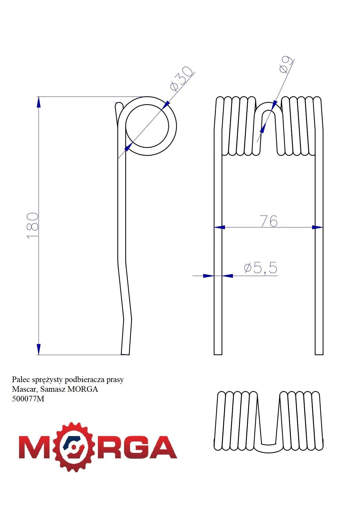 Palec Sprężysty Podbieracza Prasy Mascar Samasz 500.077 Misp-005-100 - zdjęcie 5