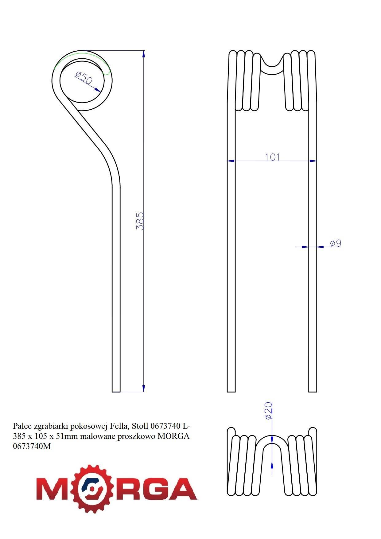 Palec Zgrabiarki Pokosowej Fella Stoll 0673740 L 385 X 105 X 51mm - zdjęcie 4
