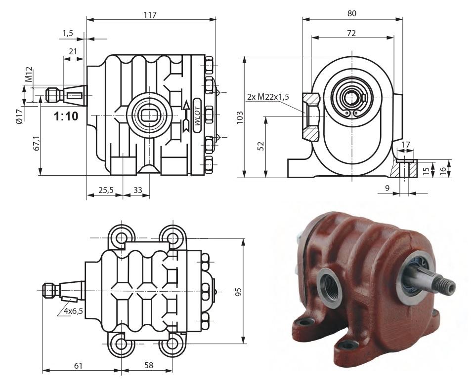 Pompa Hydrauliczna Podnośnika Ursus C-330 Wzm Hydrotor - zdjęcie 2